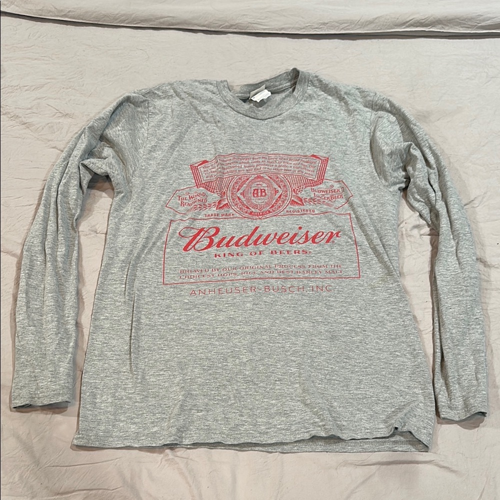 Budweiser Gray Relaxed Long Sleeve T-Shirt